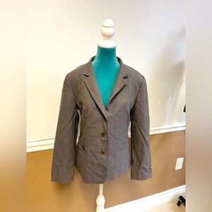 Lafayette 148 New York 100% Wool Blazer Size‎ 12 Brown Tailored Jacket Career